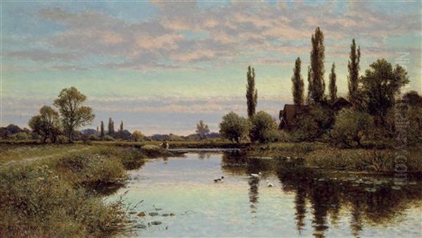 The Reed Cutter Oil Painting by Alfred Augustus Glendening Sr.