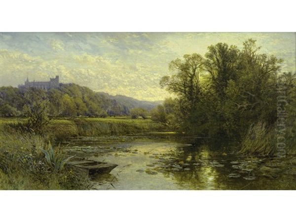 Arundel Castle From The River Oil Painting by Alfred Augustus Glendening Sr.