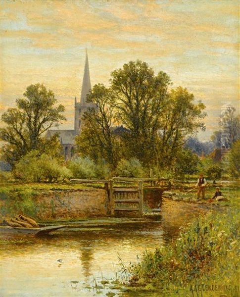 Stratford-on-avon Oil Painting by Alfred Augustus Glendening Sr.