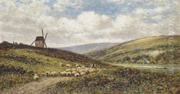 Shepherding The Flock Oil Painting by Alfred Augustus Glendening Sr.