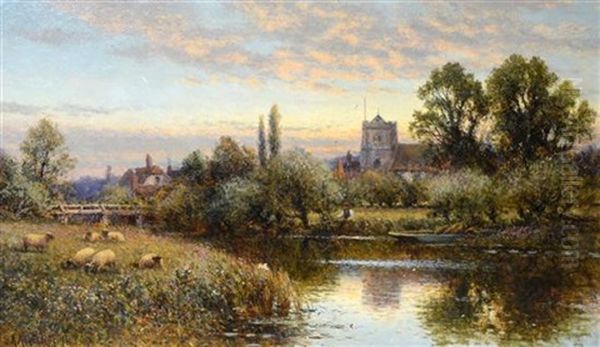 Landscape With Sheep Oil Painting by Alfred Augustus Glendening Sr.