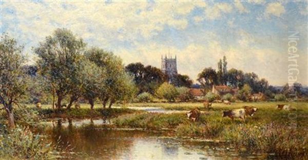 Kempsford On Thames Oil Painting by Alfred Augustus Glendening Sr.