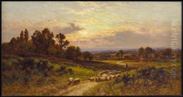 Bucolic Landscape Oil Painting by Alfred Augustus Glendening Sr.