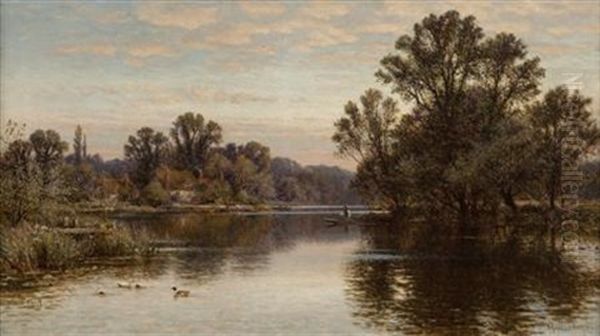 On The Thames At Pangbourne Oil Painting by Alfred Augustus Glendening Sr.