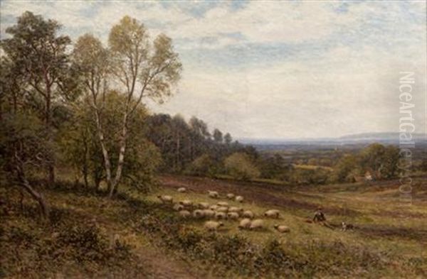 The Young Shepherd And His Flock Oil Painting by Alfred Augustus Glendening Sr.