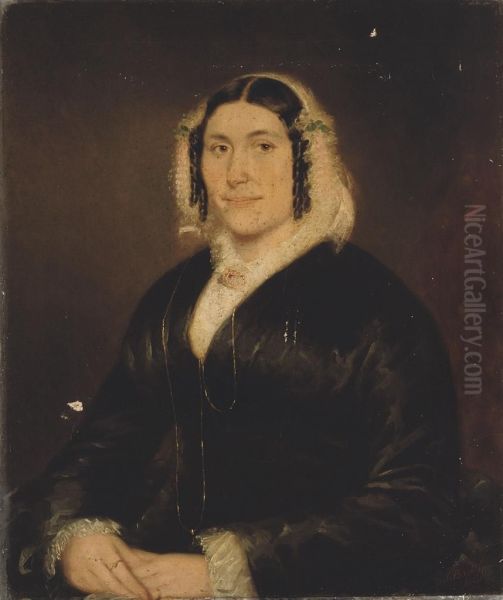 Portrait Of A Lady, Seated Half-length, In A Black Dress Oil Painting by Joseph Backler