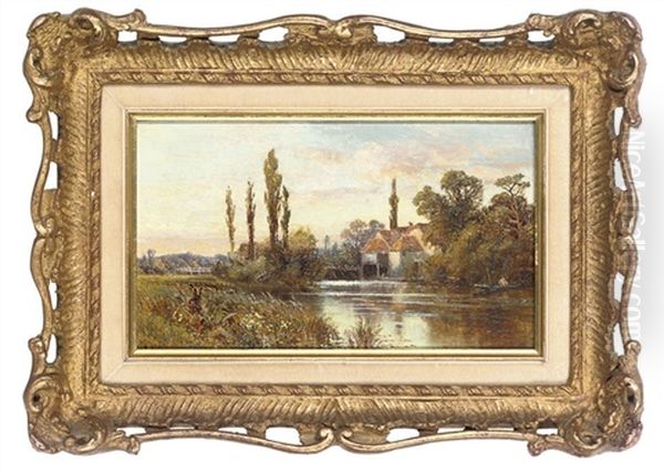 Iffley On Thames (+ A Norfolk River; Pair) Oil Painting by Alfred Augustus Glendening Sr.