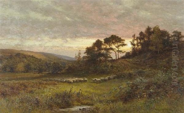 Evening Glow Near Sherrington, Norfolk Oil Painting by Alfred Augustus Glendening Sr.