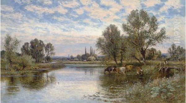 A Summer's Day On The Thames Oil Painting by Alfred Augustus Glendening Sr.