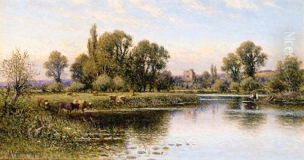 Medmenham Abbey Oil Painting by Alfred Augustus Glendening Sr.