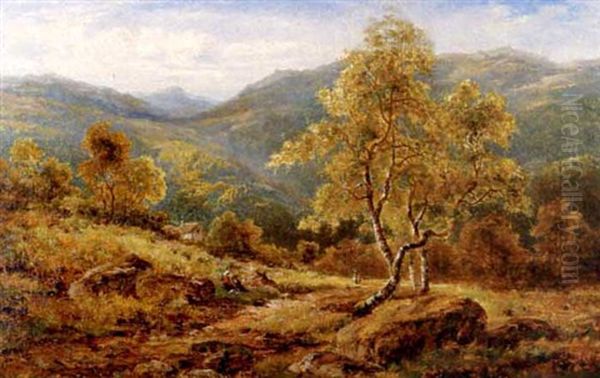 Near Capel Curig, North Wales Oil Painting by Alfred Augustus Glendening Sr.