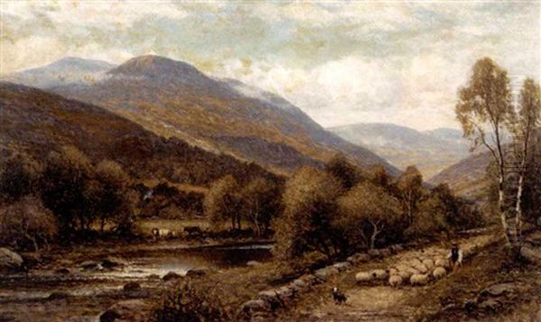 Herding The Sheep Oil Painting by Alfred Augustus Glendening Sr.