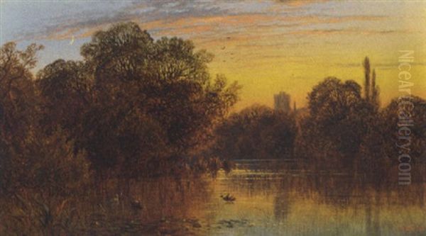 The Thames At Sunset Oil Painting by Alfred Augustus Glendening Sr.