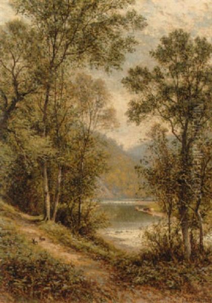 Path On The River Bank Oil Painting by Alfred Augustus Glendening Sr.