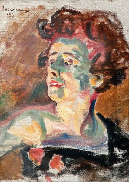 Portrait Of A Woman Oil Painting by Hugo Elias Backmansson