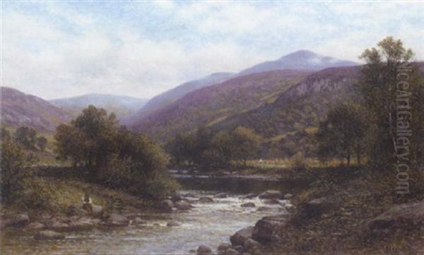 Pont Y Gyfing, Capel Curig, North Wales Oil Painting by Alfred Augustus Glendening Sr.