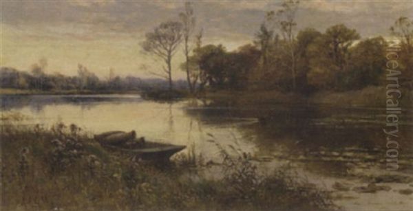 Sunset Oil Painting by Alfred Augustus Glendening Sr.