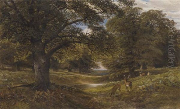 In The Deer Park Oil Painting by Alfred Augustus Glendening Sr.