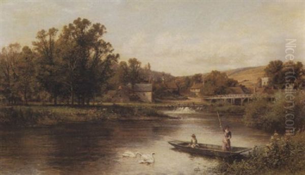 Thames Near Henley Oil Painting by Alfred Augustus Glendening Sr.