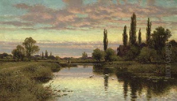 The Reed Cutter Oil Painting by Alfred Augustus Glendening Sr.