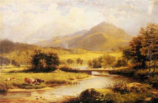 A Valley In Wales Oil Painting by Alfred Augustus Glendening Sr.