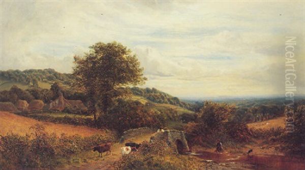 Kent Countryside Oil Painting by Alfred Augustus Glendening Sr.