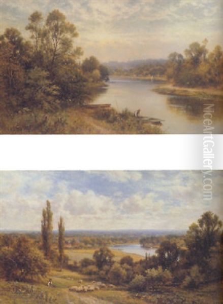 On The River Thames Near Windsor Oil Painting by Alfred Augustus Glendening Sr.