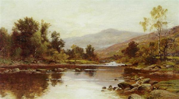 Mountain River Landscape Oil Painting by Alfred Augustus Glendening Sr.