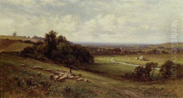 Alfriston, Sussex Oil Painting by Alfred Augustus Glendening Sr.