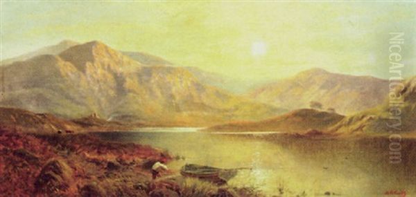 Near Arthog, North Wales Oil Painting by Alfred Augustus Glendening Sr.