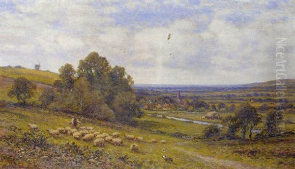 Alfriston, Sussex Oil Painting by Alfred Augustus Glendening Sr.