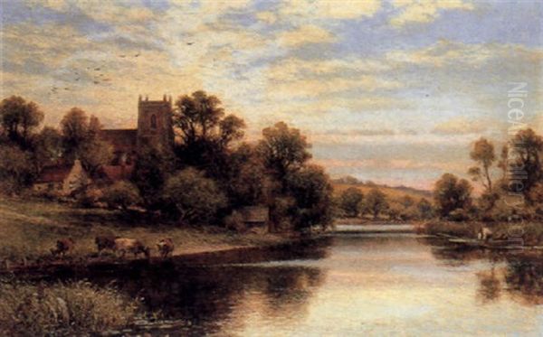 Belaugh On The Bure Oil Painting by Alfred Augustus Glendening Sr.