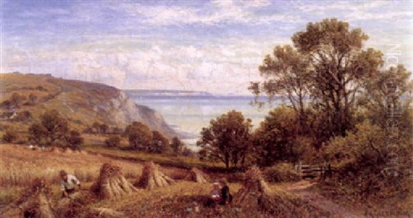 Harvesting Oil Painting by Alfred Augustus Glendening Sr.