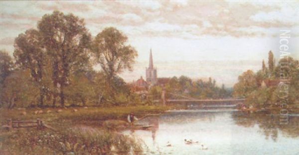 Marlow On Thames Oil Painting by Alfred Augustus Glendening Sr.