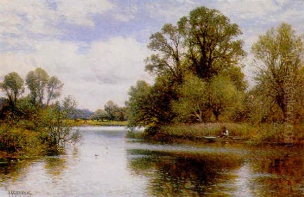 A Quiet Stretch Of River Oil Painting by Alfred Augustus Glendening Sr.