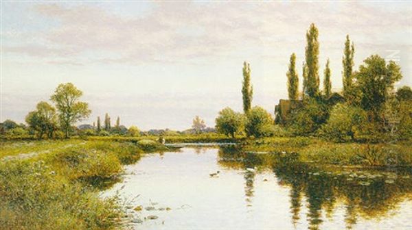 The Reed Cutter Oil Painting by Alfred Augustus Glendening Sr.