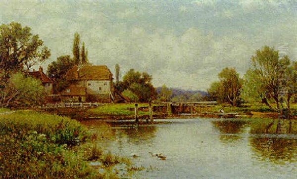 The Thames At Shiplake Oil Painting by Alfred Augustus Glendening Sr.