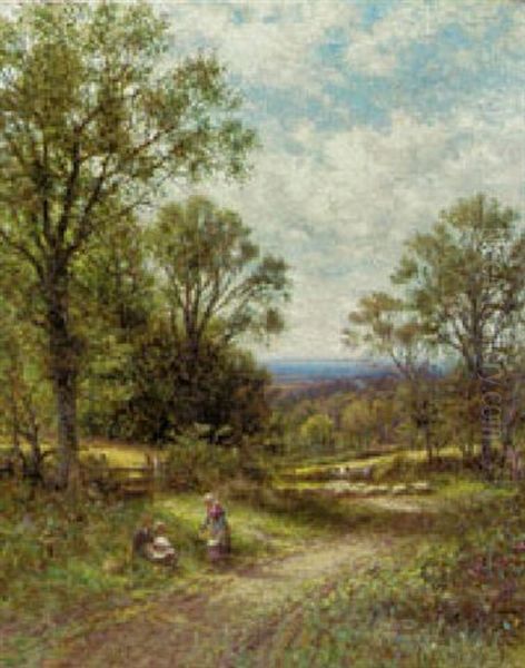 Abinger, Near Dorking, Surrey Oil Painting by Alfred Augustus Glendening Sr.