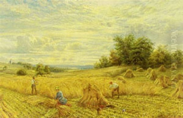 Harvest Time Oil Painting by Alfred Augustus Glendening Sr.