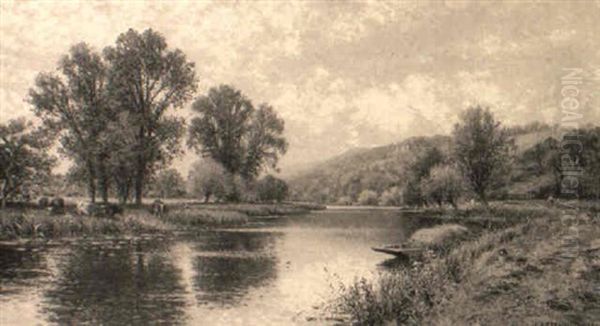 The Thames Near Bolney Court Oil Painting by Alfred Augustus Glendening Sr.