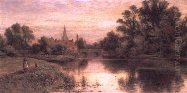 The Thames At Marlow Oil Painting by Alfred Augustus Glendening Sr.