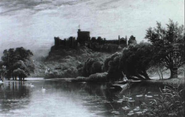 Windsor Castle From The River Oil Painting by Alfred Augustus Glendening Sr.