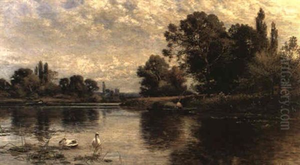 Backwater At Sunbury Oil Painting by Alfred Augustus Glendening Sr.