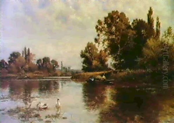 Backwater At Sunbury Oil Painting by Alfred Augustus Glendening Sr.