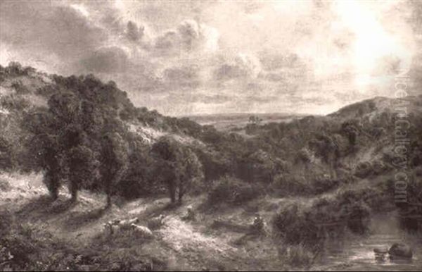 Looking Across Hindhead, Surrey Oil Painting by Alfred Augustus Glendening Sr.