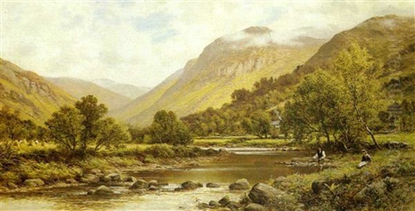 Borrowdale, Cumberland Oil Painting by Alfred Augustus Glendening Sr.