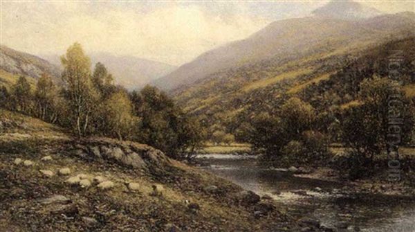 Near Capel Curig, North Wales Oil Painting by Alfred Augustus Glendening Sr.