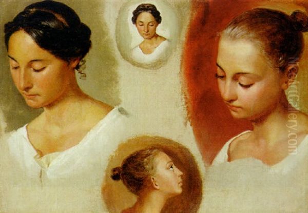 Portrait Studies Oil Painting by Charles Gleyre