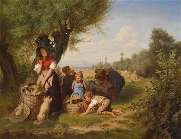 Mittagsrast Bei Der Erntearbeit Oil Painting by Albert Philipp Gliemann