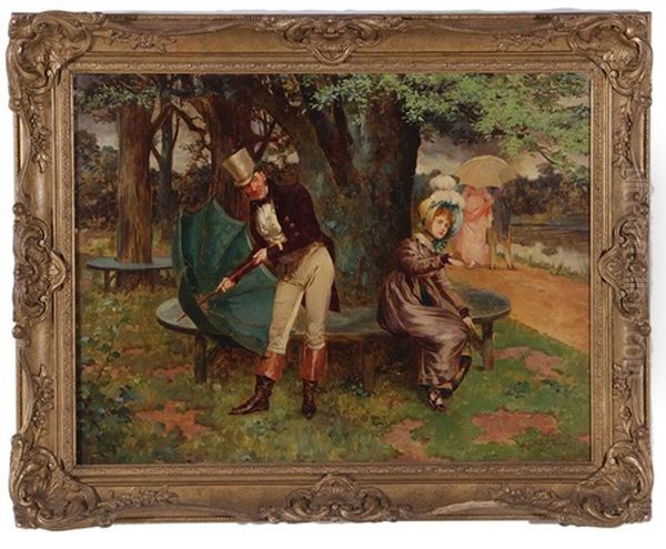 Spring Shower Oil Painting by Henry Gillard Glindoni